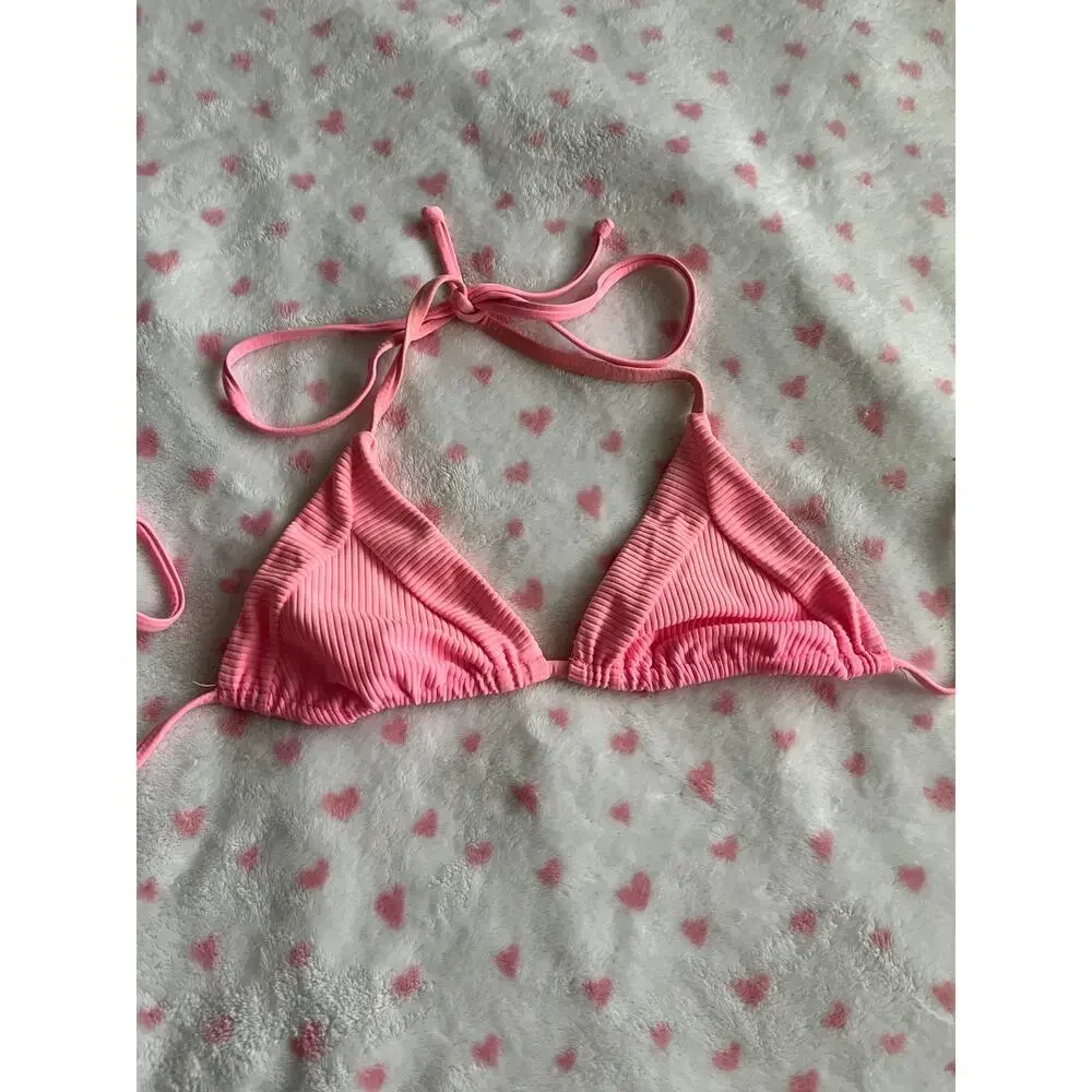 Frankie’s Bikinis Sky Ultimate Little String Bikini In Baby Pink Womens Small
